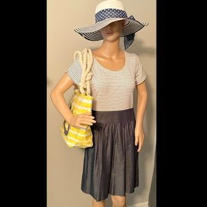 “Outbackred” Pinstripe & Faux Denim Dress